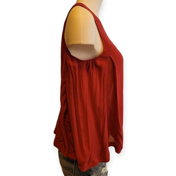 Madewell Sleeveless Cherry Red Rust Voluminous Viscose Trapeze Tank Size 2 - Picture 3 of 9